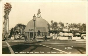 c1940 RPPC Postcard Original Brown Derby Restaurant, Los Angeles CA Brookwell