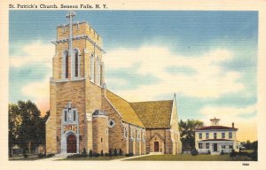 Seneca Falls, NY New York  ST PATRICK'S CHURCH  ca1940's Tichnor Linen Postcard