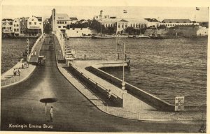 curacao, W.I., WILLEMSTAD, Koningin Emma Brug, Pontoon Bridge (1940s) Postcard