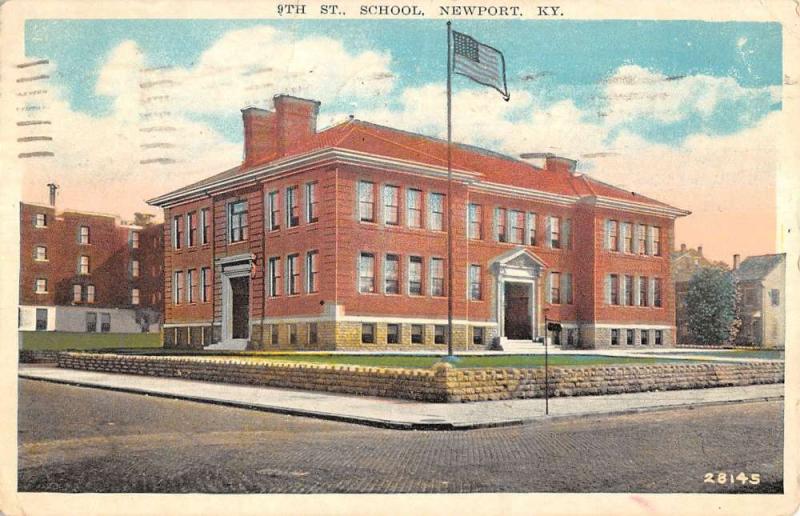 Newport Kentucky 9th Street School Street View Antique Postcard K12452