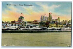 c1940's Municipal Airport Terminal Airplane Kansas City Missouri MI Postcard