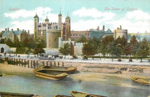 London Thames navigation & sailing Tower of London coal transport barge cannon