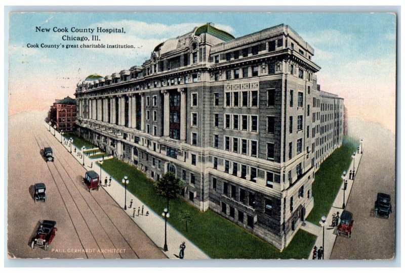 1915 View Of New Cook County Hospital Chicago Illinois IL Antique Postcard 