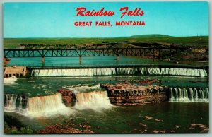 Rainbow Falls Missouri River Great Falls Montana MT UNP Chrome Postcard H6