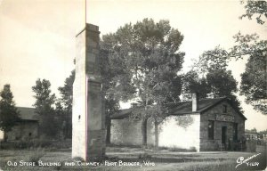 Postcard RPPC 1940s Wyoming Fort Bridger Old Stone Bldg Chimney Sanborn 23-12668