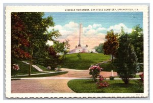 Lincoln Tower Oak Ridge Cemetery Springfield Illinois IL UNP Linen Postcard S13