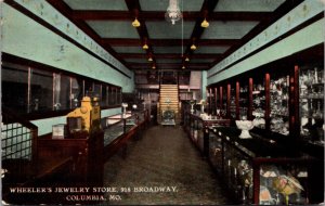 Postcard Wheeler's Jewelry Store at 918 Broadway in Columbia, Missouri