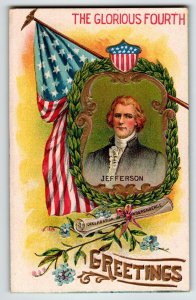 4th Of July Postcard Thomas Jefferson Patriotic USA Declaration Of Independence