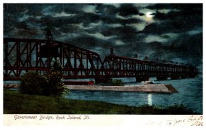 Illinois Rock Island Goverment Bridge at night