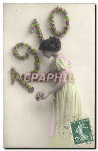 Old Postcard Fantasy Flowers Woman Year 1910
