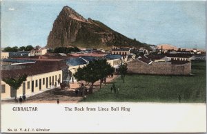 Gibraltar The Rock From Linea Bull Ring Vintage Postcard C117