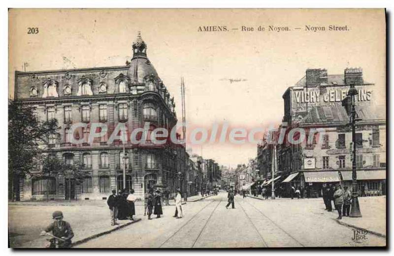 Old Postcard Amiens Rue De Noyon