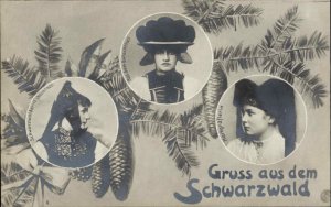 SCHWARZWALD GERMANY Gruss aus dem MULTI-VIEW RPPC Traditional Costumes