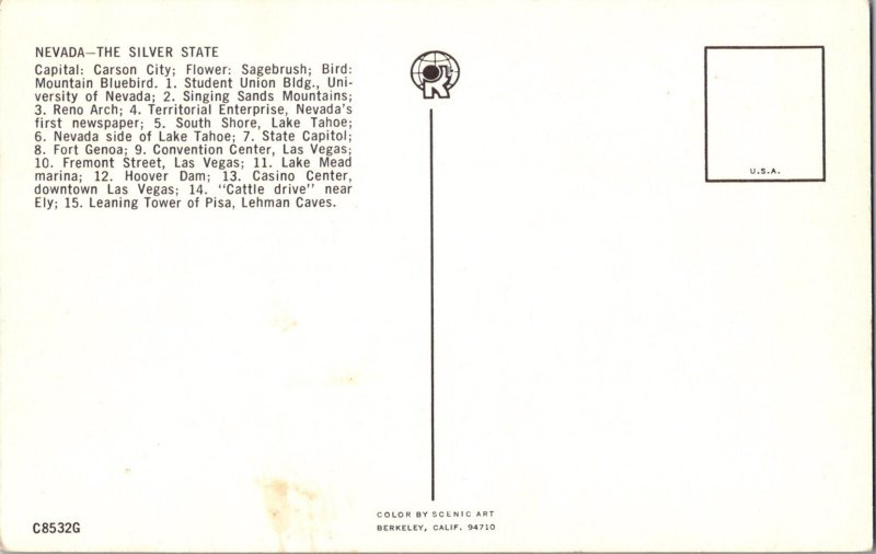 Vintage Postcard Nevada Large Letter JZ11