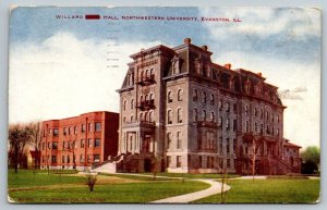 Willard Hall  Northwestern University  Evanston  Illinois   Postcard  1913