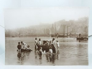 Water Rats Children in Boats Whitby Yorkshire 1886 Vtg Repro RP Postcard 1976