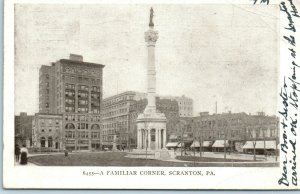 1905 A Familiar Corner Scranton Pennsyvania Postcard