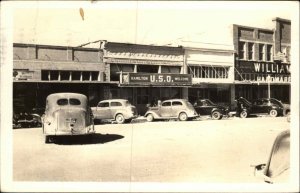 Hamilton TX Street Scene Cars USO Bldg Real Photo Postcard 1943 Used