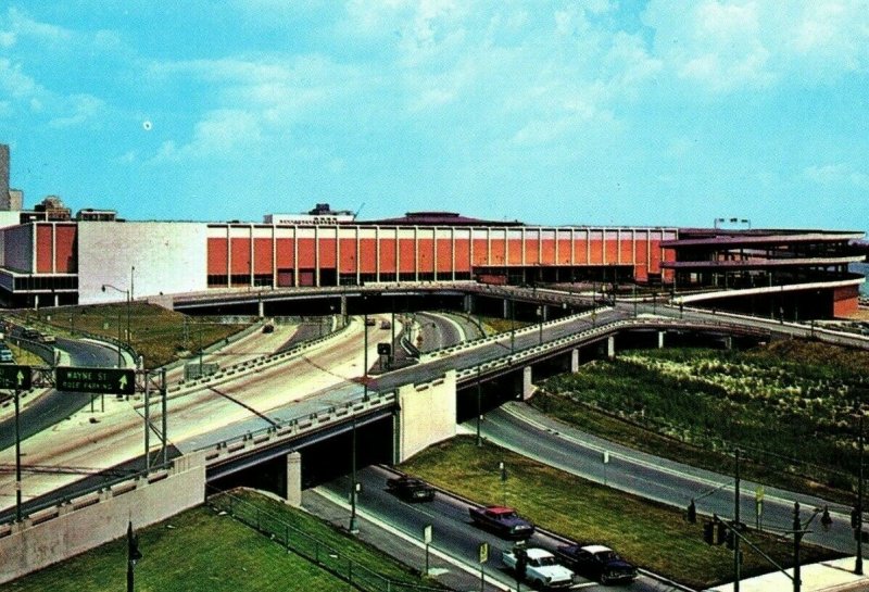 Vintage Cobo Hall & Expressways Detroit, MI Postcard P169
