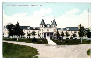 Rock County Insane Asylum, Janesville, WI Postcard *5G3