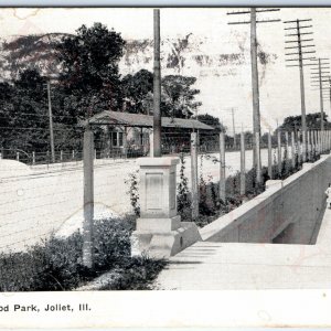 c1910s Joliet, ILL Dellwood Park Subway Entrance Lith Photo Postcard Girl IL A87