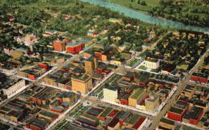 1948 Aeroplane View Of Business  District Macon Georgia GA Posted Postcard