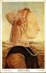 Portrait of Battista Sforza, Duchess of Urbino Vintage Postcard D01