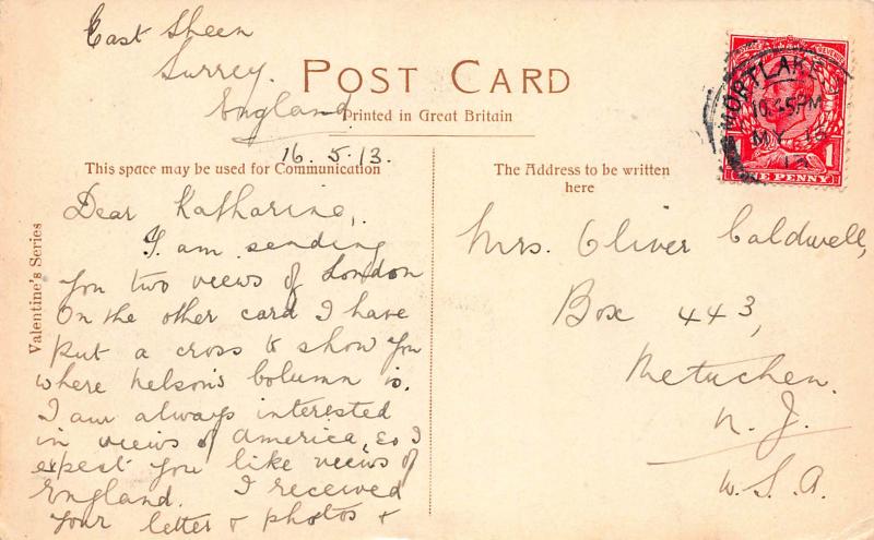 Aldwych, London, England, Early Postcard, Used in 1913, Sent to New Jersey