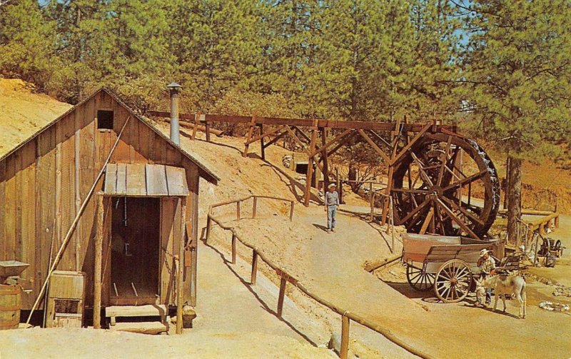 Miner's Cabin & Water Wheel, Sonora-Columbia, CA Bonanza c1960s Vintage Postcard