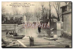 Old Postcard The Crue of the Seine January 30, 1910 Asneieves Courbevoie Rue ...