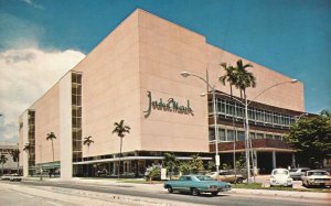 Vintage Postcard Jordan Marsh Stores Bldg. w/ Florida Flair Biscayne Boulevard