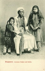 straits settlements, SINGAPORE, Javanese Hadji and Family, Islam (1899) Postcard