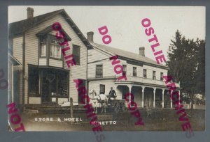 Minetto NEW YORK RPPC 1912 GENERAL STORE Hotel nr Syracuse Oswego Fulton NY