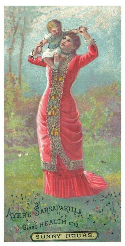 1880's Dr. Ayer & Co. Quack Medicine Lovely Mother & Child Trade Card P102