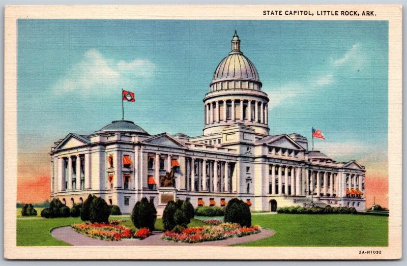 Vtg Little Rock Arkansas AR State Capitol 1930s Old Linen View Postcard