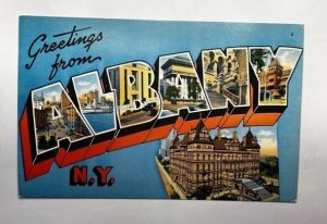 Vintage Postcard Greetings from Albany, New York Large Letter K1