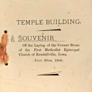 1900 Kendallville, Iowa Temple Corner Stone Souvenir Poem Book Hendricks IA C53