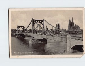Postcard Hängebrücke mit Blick auf Köln, Cologne, Germany