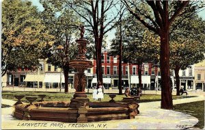 Postcard NY Fredonia Lafayette Park C. 1910 A4