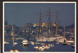 ME US Coast Guard Ship Portland Maine Harbor Tall Ship Military Postcard