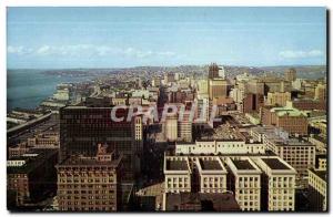 Old Postcard Seattle Skyline as viewed from atop the 42 story Smith Tower The...