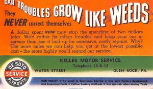 Keller Motor Service Adversting Postcard