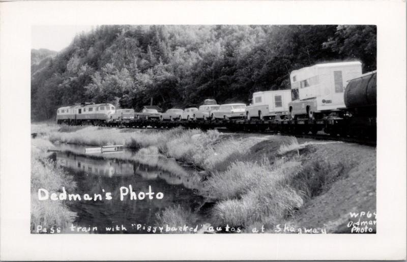 Skagway AK Alaska Train with Automobiles Unused Dedman Real Photo Postcard E36