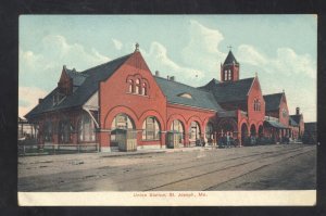 SAINT ST. JOSEPH MISSOURI MO. RAILROAD DEPOT TRAIN STATION VINTAGE POSTCARD