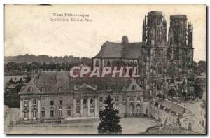 Old Postcard Picturesque Toul Cathedral and Town Hall