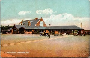Postcard NJ Lakewood Railroad Station Old Cars & Buggies Train C.1905 M31