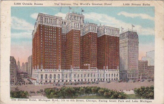 Illinois Chicago The Stevens Hotel Michigan Boulevard 7th To 8th Street 1933