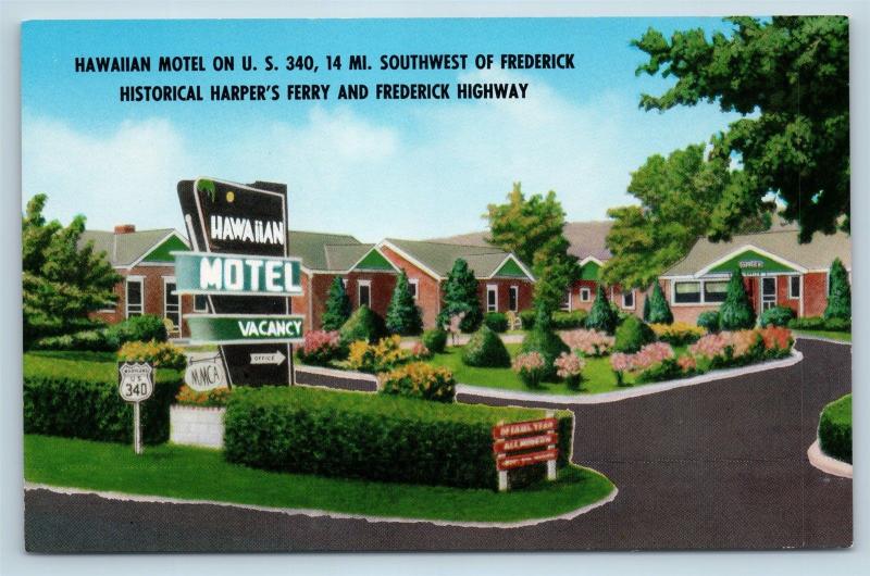 Postcard MD Knoxville Brunswick Hawaiian Motel Old US 340 Vintage G25