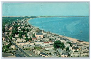 c1960 Aerial Provincetown Top Pilgrim Monument Massachusetts Cape Cod Postcard