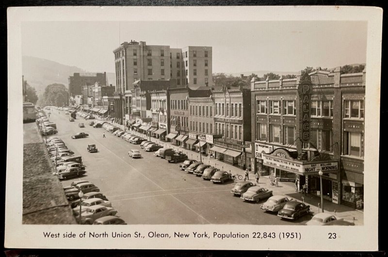 Vintage Postcard 1951 West side of North Union Street, Olean, New York (RPPC)